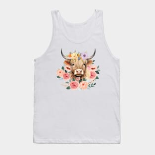 Floral Highlander Cow Tank Top